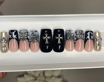 Conjunto de corazón cromado twist negro