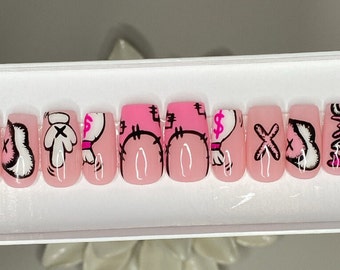 Conjunto Kaws rosa