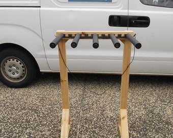 Raw pine 4 board surf rack freestanding