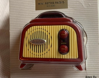 A retro looking battery powered FM transistor radio
