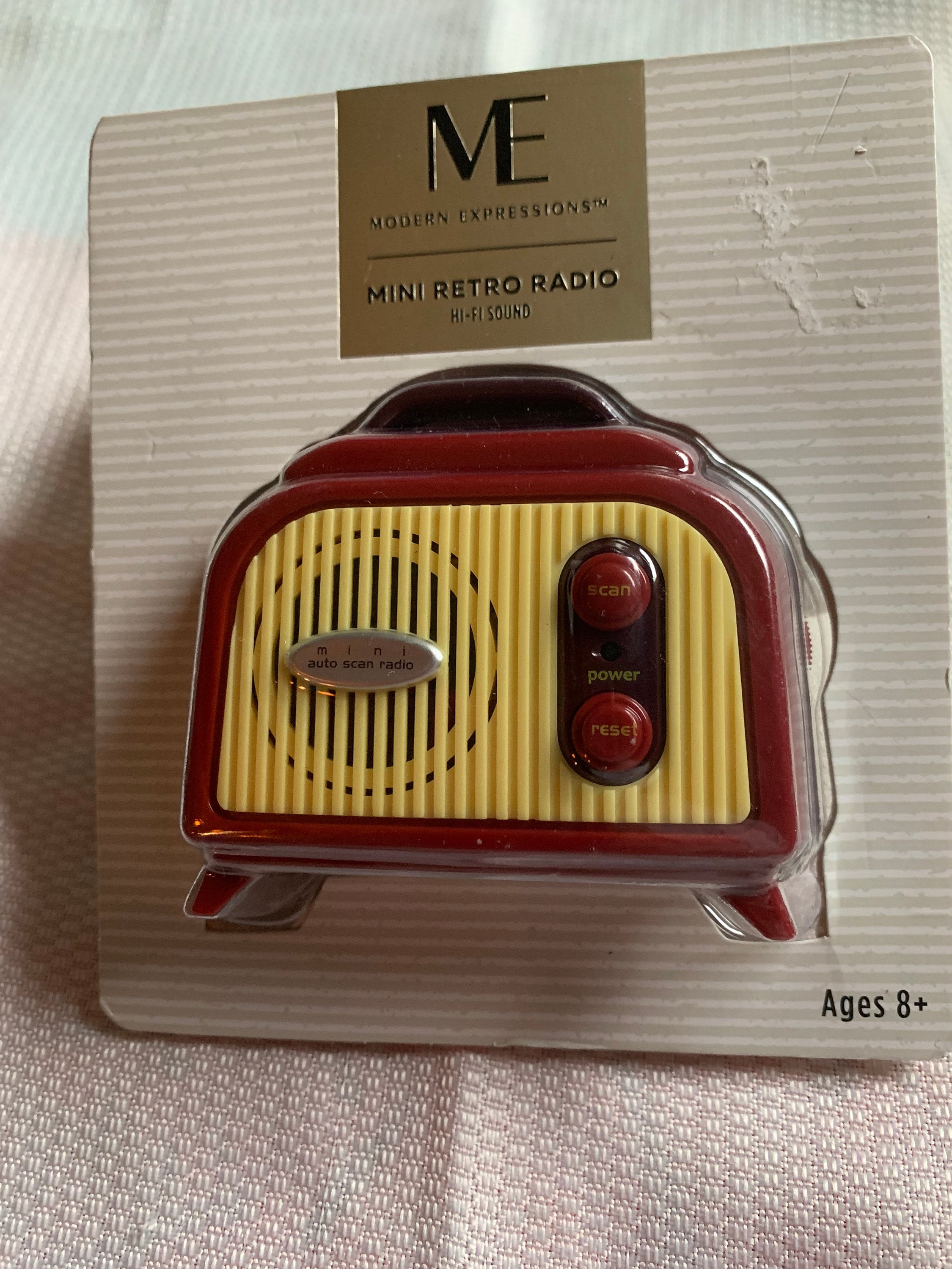 A retro looking battery powered FM transistor radio