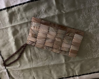 Mother of pearl wristlet with beaded chain