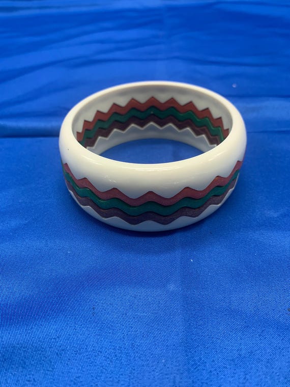 Puzzle bracelet, set of five zig zag bangles. - image 5