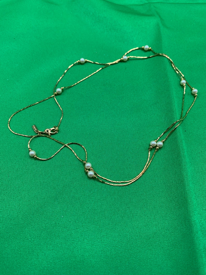 A Gold and Pearl Station Necklace and Multi Crystal Bouquet of Etsy