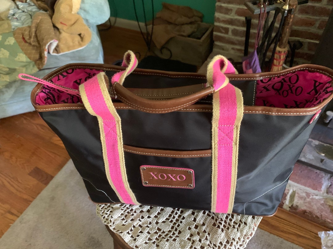 Vintage XOXO Brand Handbag in Black Nylon With Hot Pink Handles. - Etsy
