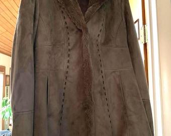 A Jones New York, brown faux suede jacket in size large.