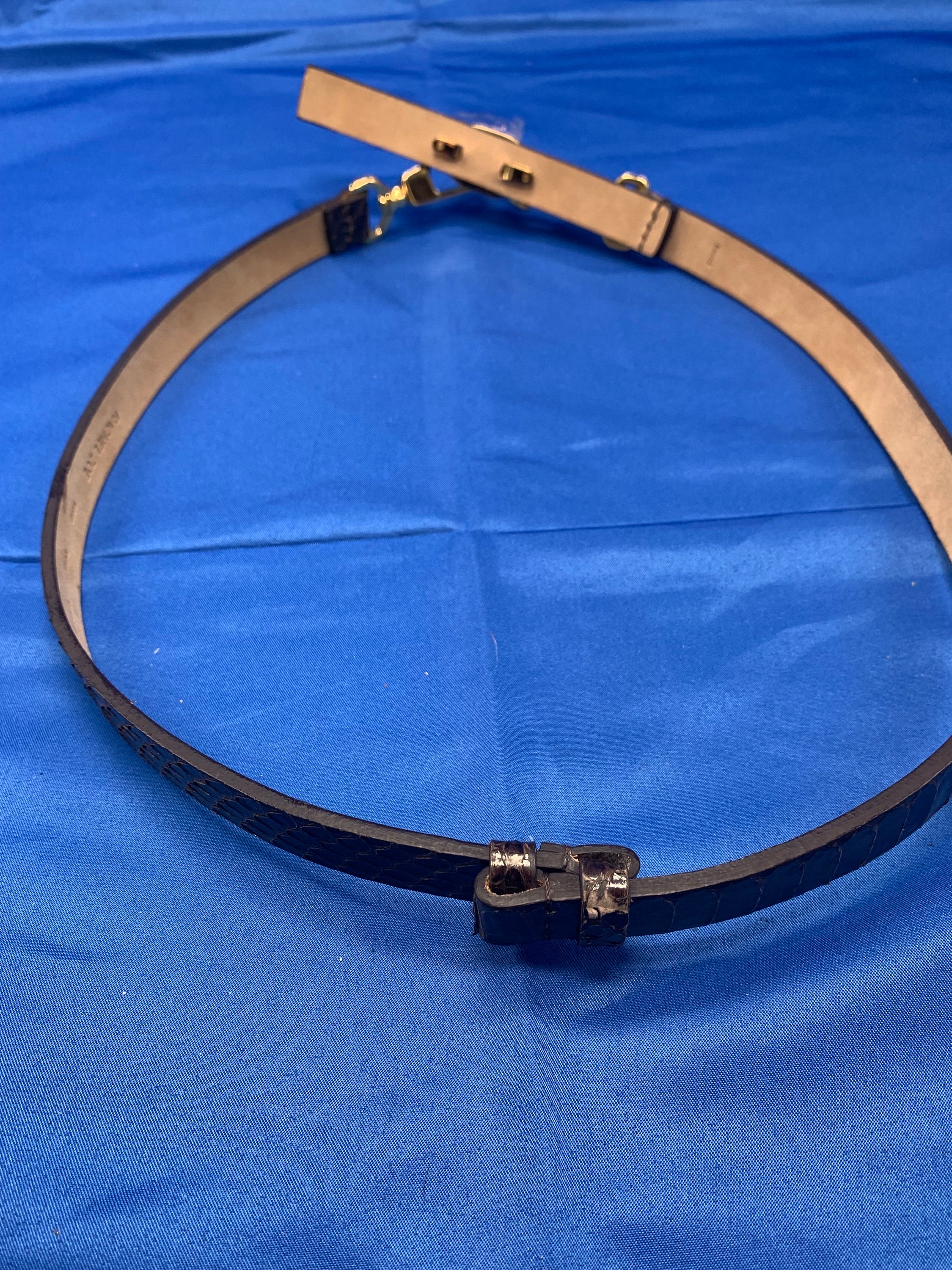 Rachel Zoe horseshoe buckle double strap leather belt Chain Buckle Leather Belt 38” Maroon Made By Rachel Zoe | eBay main image 3