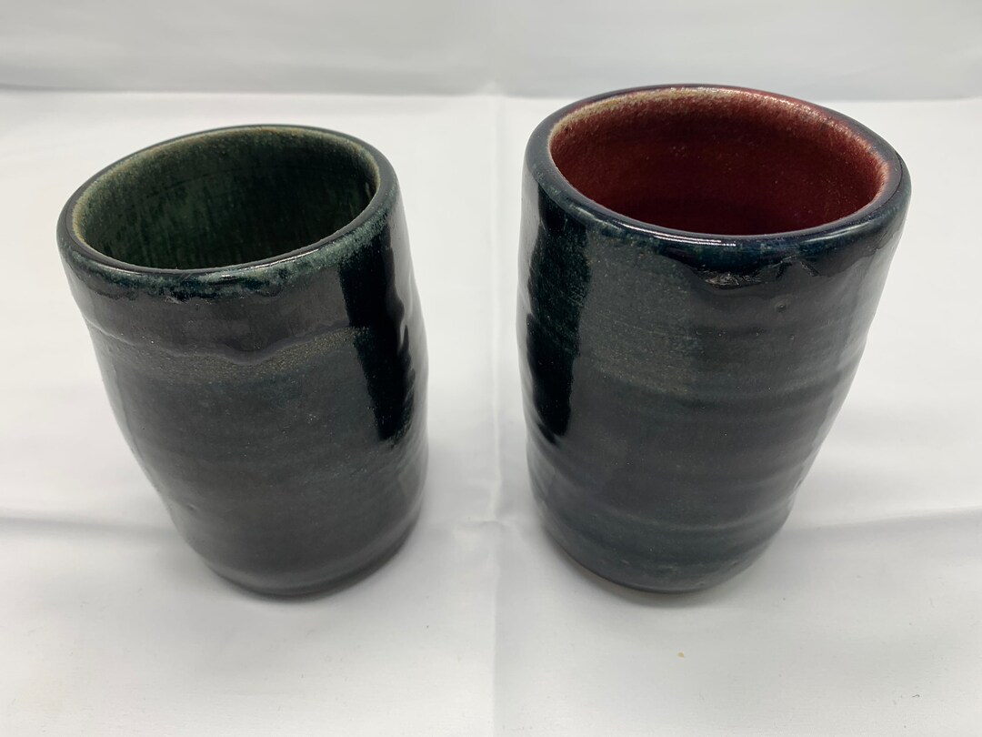 A Pair of Tumblers and or Coffee Mugs Without Handles, Signed. Etsy