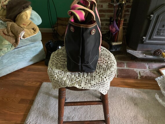 Vintage XOXO Brand Handbag in Black Nylon With Hot Pink Handles. Etsy Australia