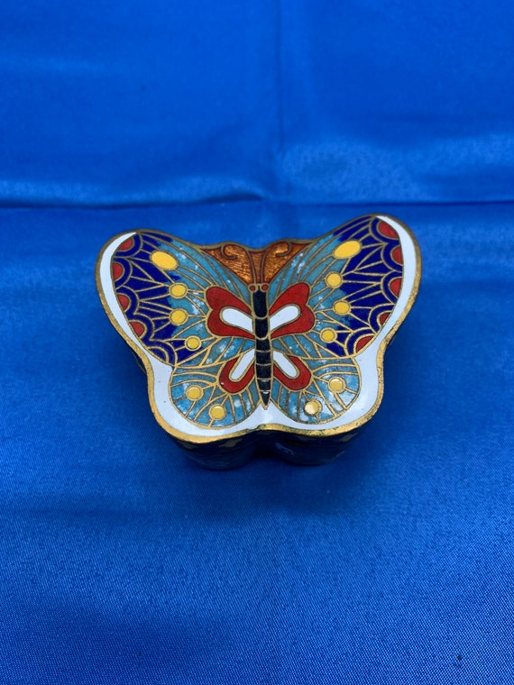 Vintage Cloisonné butterfly trinket box.