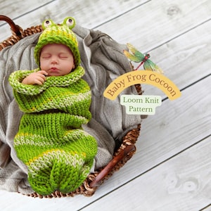 Patrón de capullo de rana bebé tejido en telar con crochet minimalista (descarga en PDF)