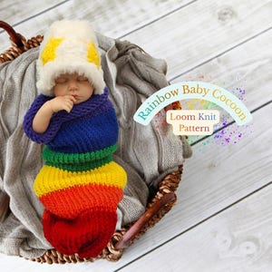 Rainbow Baby Cocoon/ Loom-Knit/PDF Pattern