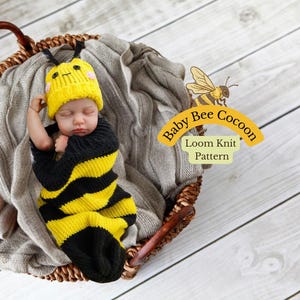 Loom Knit Baby Bee Cocoon Pattern with Minimal Crocheting/ PDF Download