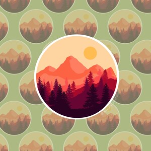 Nature Mountain Sunset Vinyl Waterproof Sticker