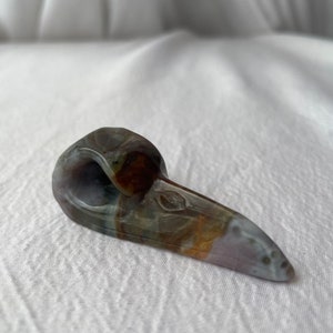 2” Ocean Jasper Crystal Raven/ Crow Skull Hand Carved
