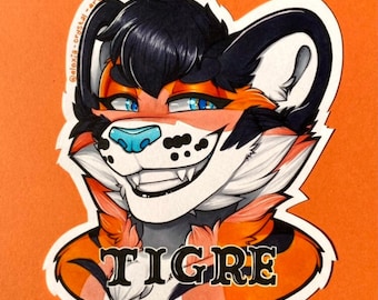 Benutzerdefinierte traditionelles Art Fursona/Furry/Anthro/Feral/OC Fursuit/Convention Badge