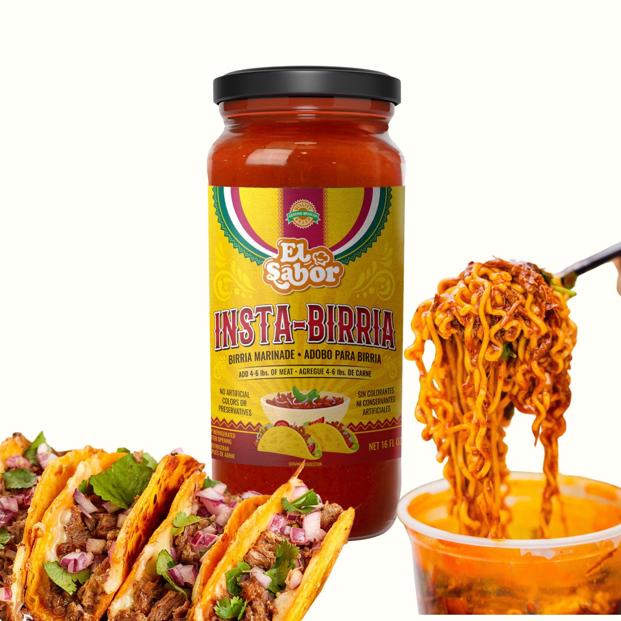 Gastronomische marinade van birria | instabirria 16oz om birria te maken | Makkelijk te gebruiken: voeg vlees en water toe | Geen kunstmatige kleurstoffen of conserveermiddelen