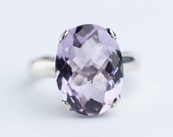 Amethyst Ring,Handcrafted Silver Jewelry, Faceted Cut Amethyst