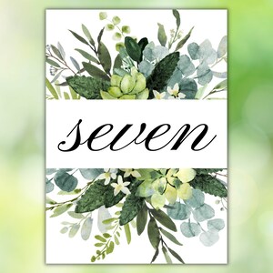 Instant Download Table Numbers Template [Greenery], Table Decor, Modern Weddings sign, Fast Download