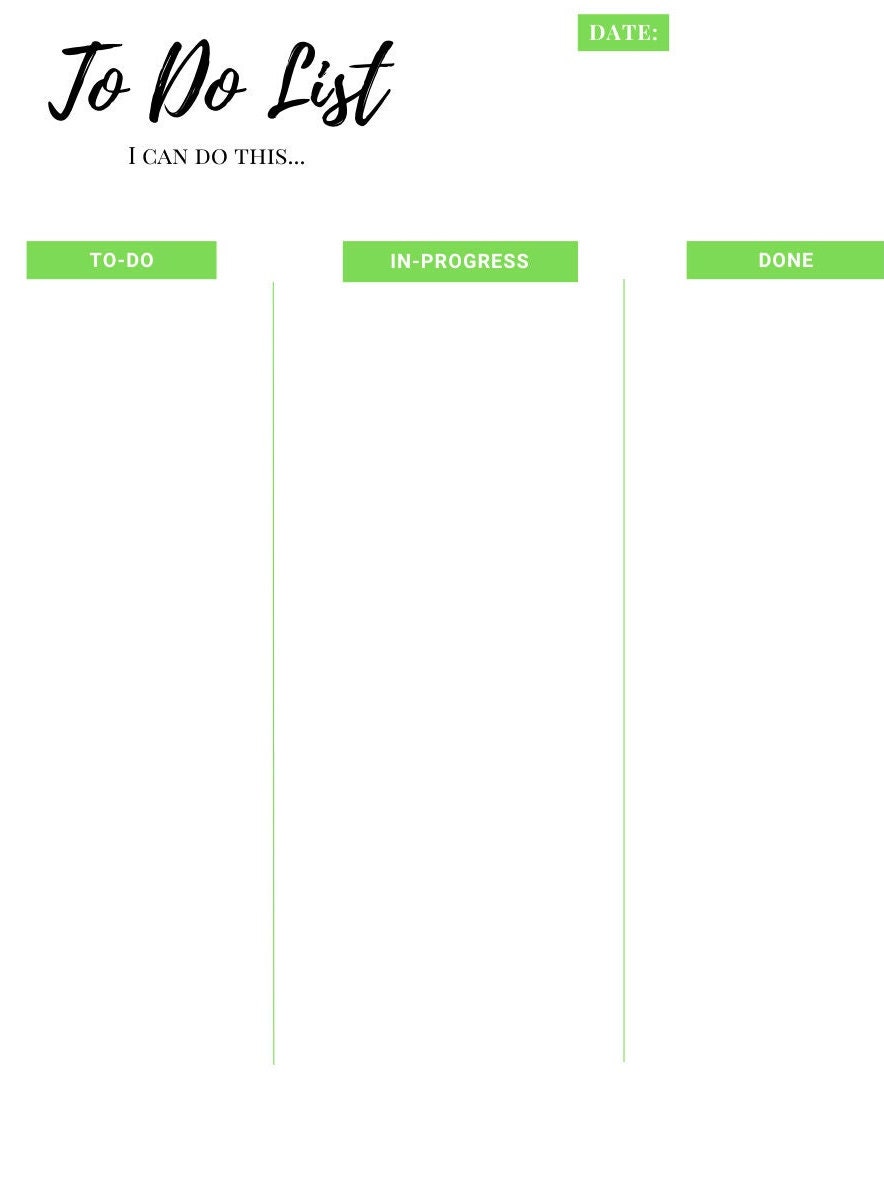 To Do List Inspired by Kanban Board Printable, Daily to Do List Planner ...