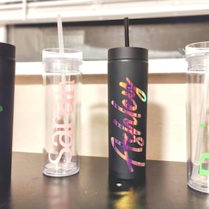 Personalized Tumbler, Custom Tumbler with Lid and Straw, Acrylic, Insulated, Double Walled, Tumbler with Straw, Vinyl Printed, UV Cured