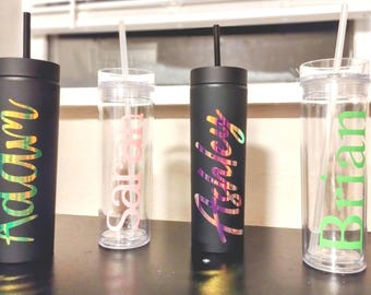 Personalized Tumbler, Custom Tumbler with Lid and Straw, Acrylic, Insulated, Double Walled, Tumbler with Straw, Vinyl Printed, UV Cured
