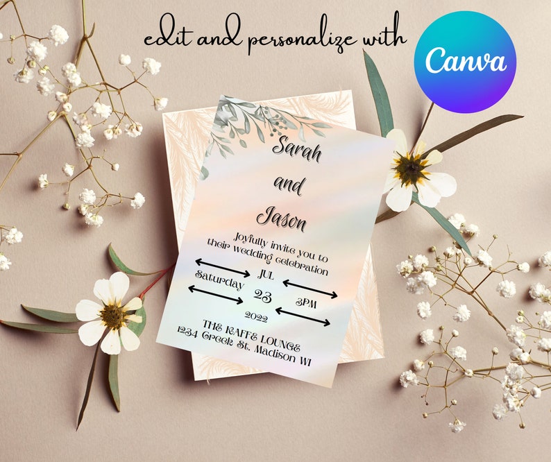 Wedding Invitation Canva Template Canva Wedding Invitation Etsy UK