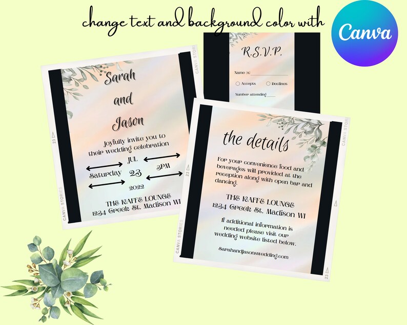 Wedding Invitation Canva Template Canva Wedding Invitation Etsy UK