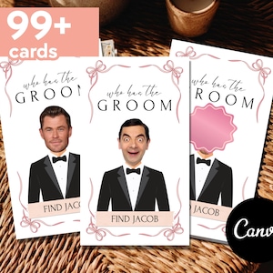 Who Has The Groom Bridal Shower Game, Scratch-off Find The Groom Game, Printable Party Game, Editable Celebrity Who Has the Groom, Canva
