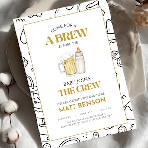 Editable Diaper Party Invitation, Brews and Bottles Baby Shower for Dad, Printable Beer & Diapers Men&#39;s Baby Shower Invite, Diaper Keg