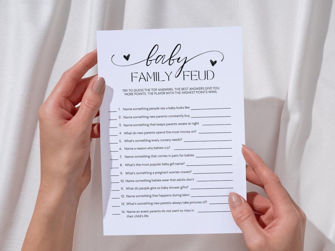 Baby Shower Family Feud Printable Game, Fun Baby Feud for Guests ...