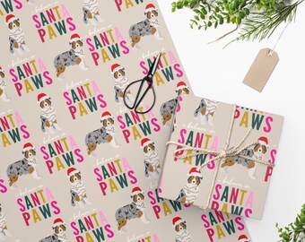 Holiday Australian Shepherd Dog Christmas Gift Wrap, Christmas Gift for Dog Lovers, Dog Mom Gifts