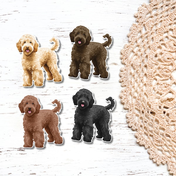 Labradoodle Sticker, Golden Doodle Sticker Decals, Doodle Sticker, Laptop Sticker, Black Goldendoodle, Chocolate Labradoodle