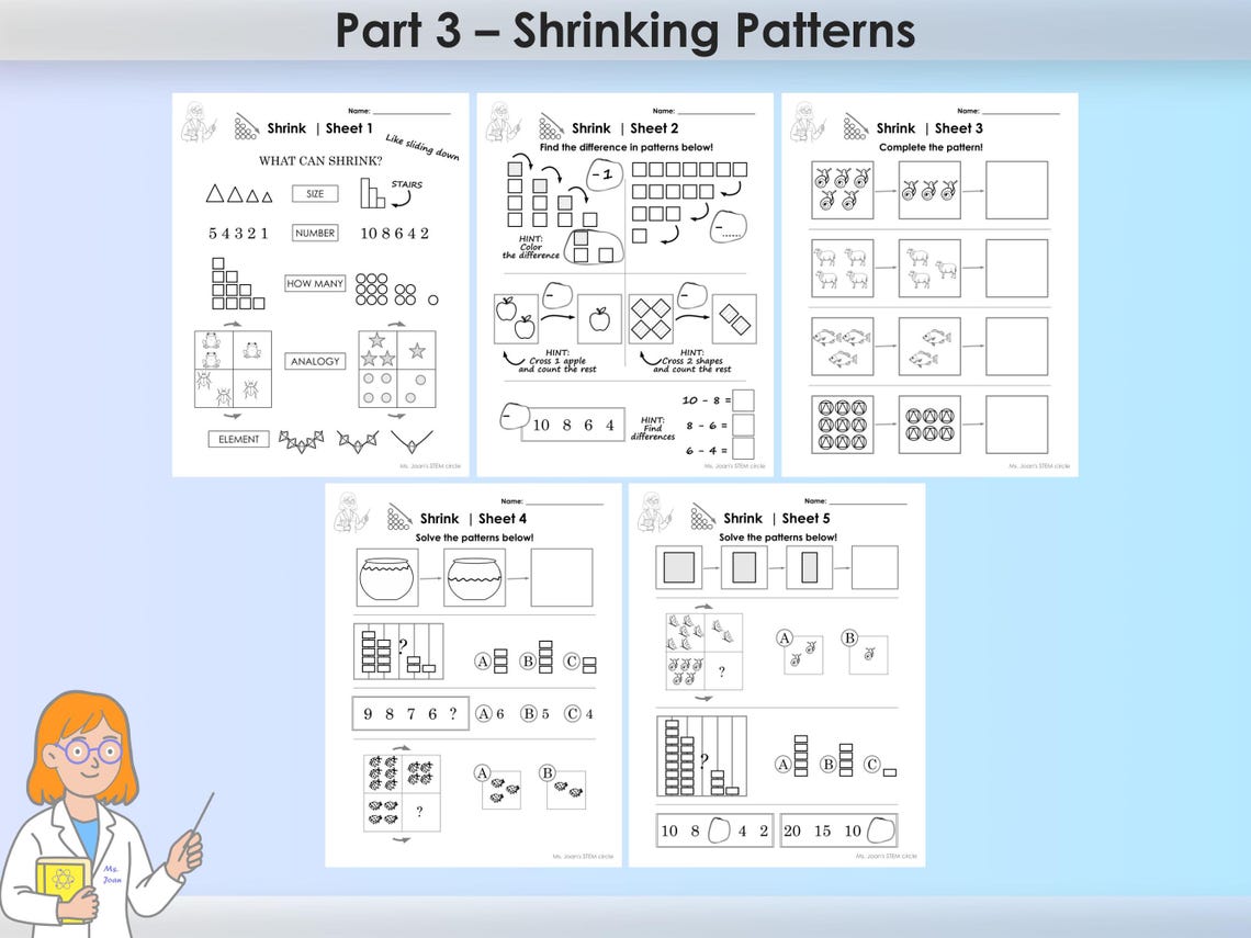 1st Grade Logic Puzzles | Cogat Style Pattern Practice Worksheets for ...