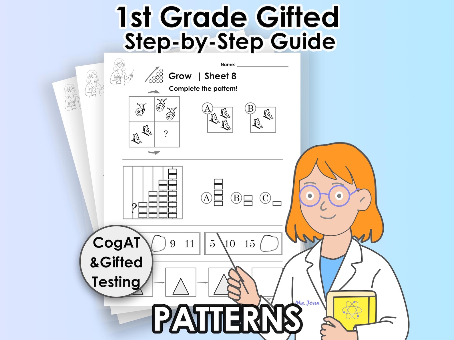 1st Grade Logic Puzzles | Cogat Style Pattern Practice Worksheets for ...