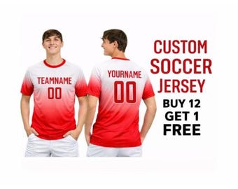 Camiseta de fútbol personalizada, camiseta de fútbol personalizada, camiseta de fútbol personalizada, camiseta de fútbol con nombre y número personalizados para hombres, mujeres y niños