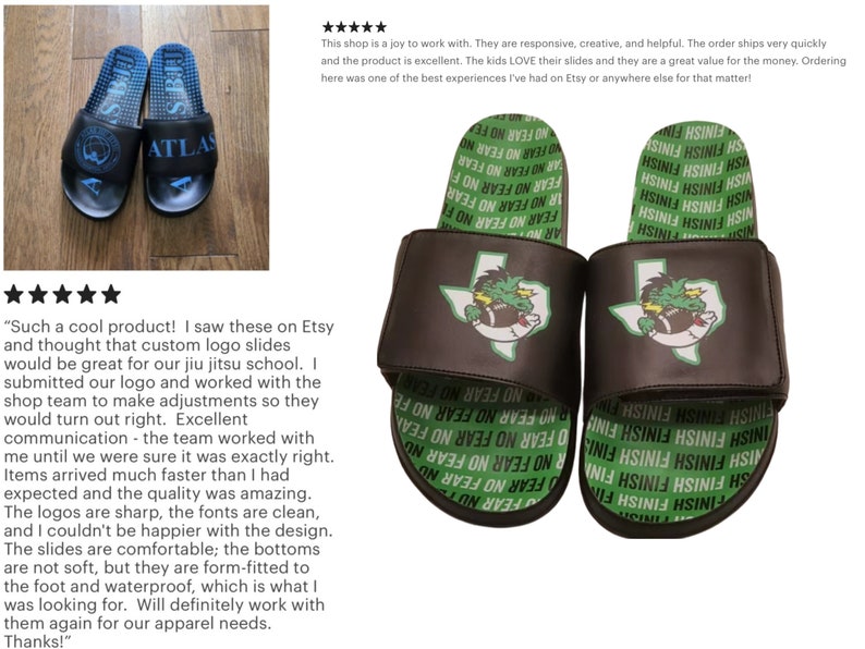 custom slides reviews Etsy