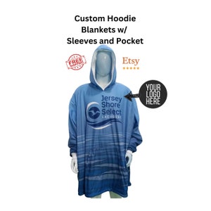 custom sports team hoodie blanket with sleeves and pocket