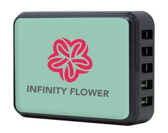 Hub USB de 5 puertos HubbCity: estación de carga para múltiples dispositivos, carga rápida y diseño que ahorra espacio.