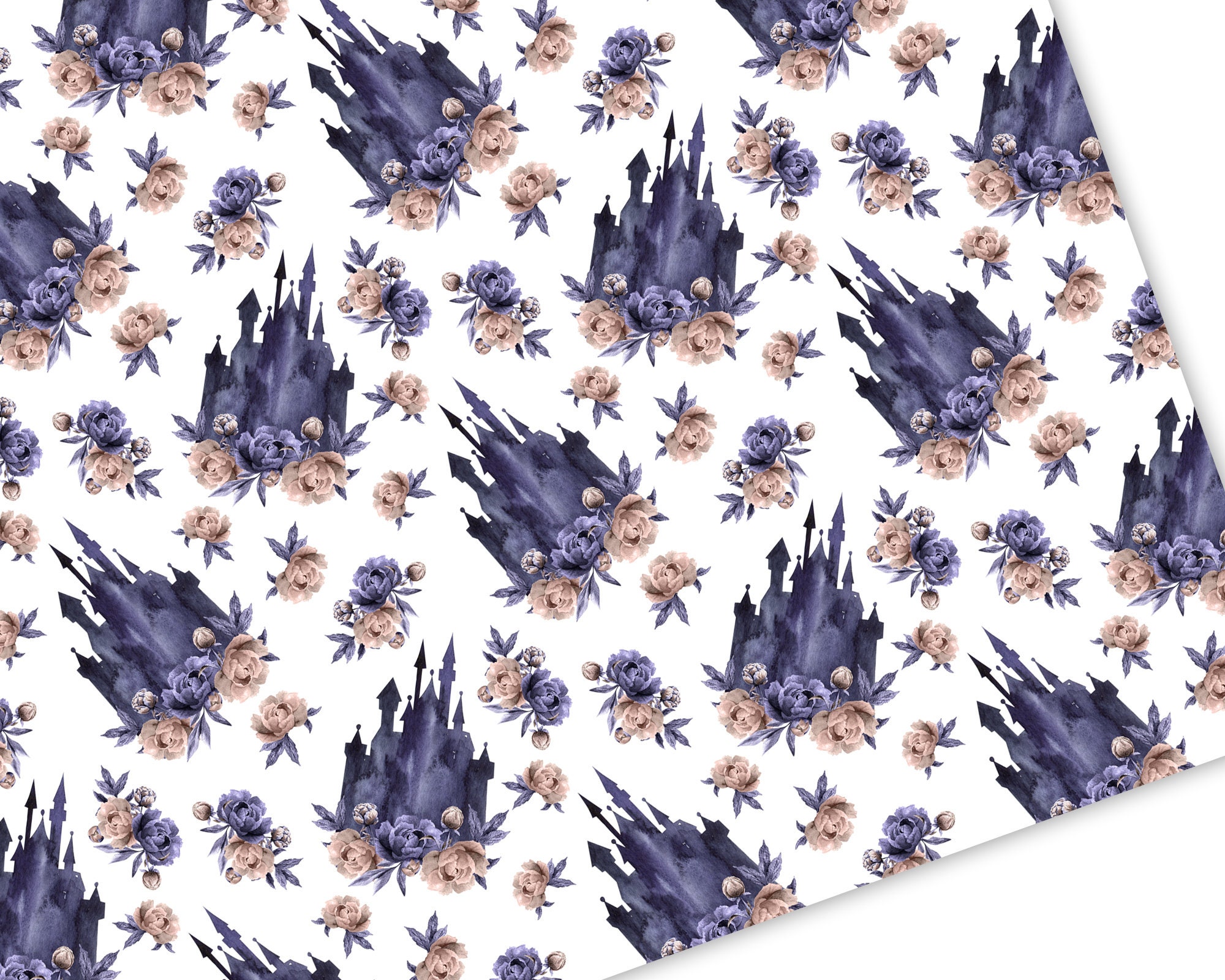 Watercolor Castle Floral Seamless Pattern (digital Download) - Etsy