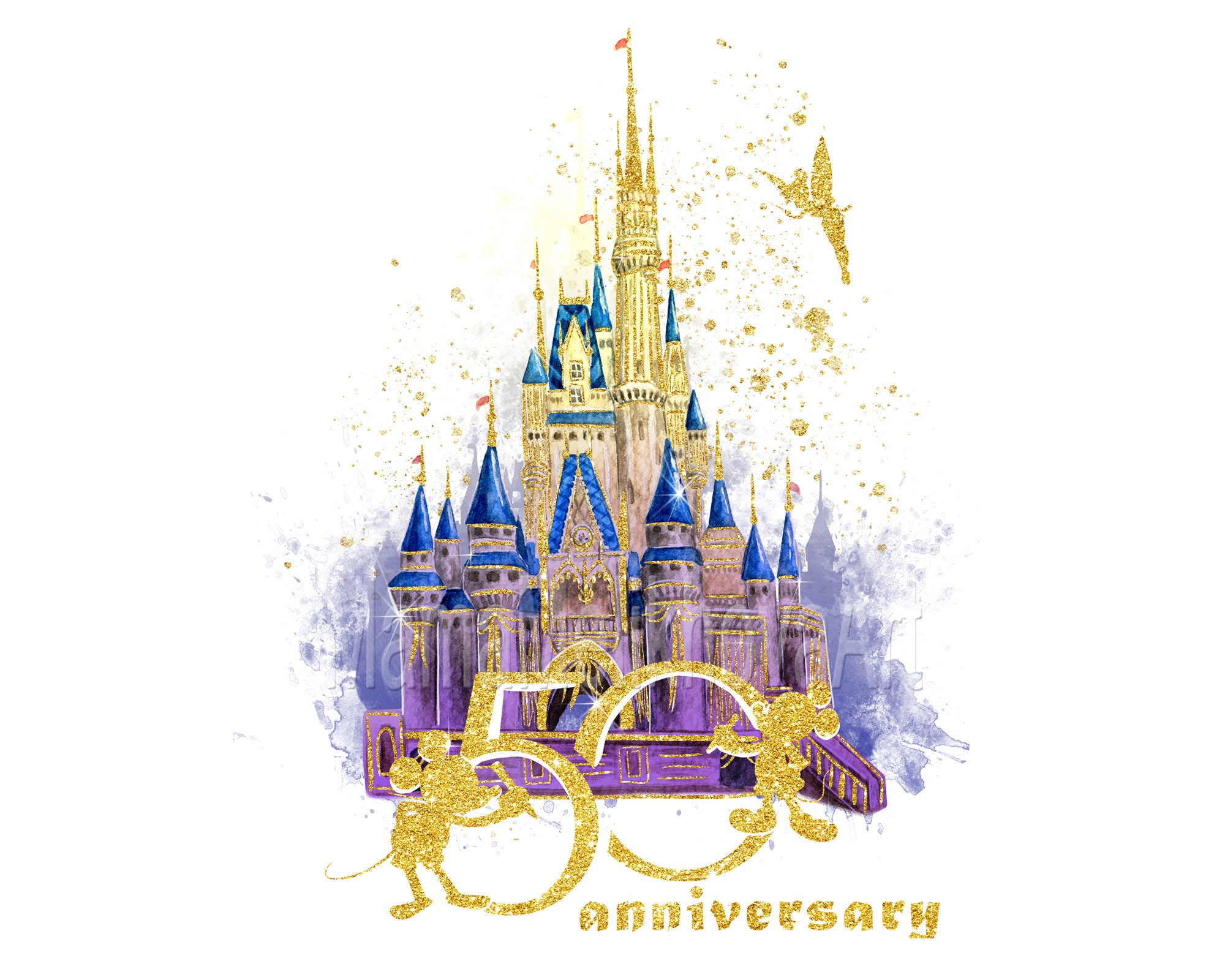 50th Anniversary Magic Kingdom Castle Parks Mouse Print Etsy