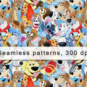 Hunde digitales Papier, Magic Kingdom, Haustier, Aquarell, druckbar, Shirt, Sublimation, Druck, Hintergrund, Tapete