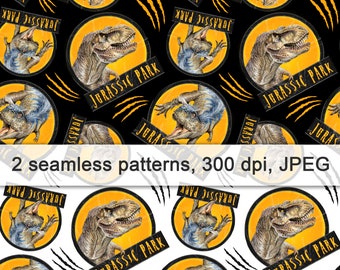 Jurassic world, Park, Dinosaur, Digital paper, Watercolor, Printable, Shirt, Sublimation, Print, Background, Seamless pattern, Wallpaper