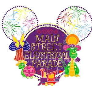 Electrical Parade, Epcot, Magic Kingdom, Mouse head, Parks, Sublimation, Transfer, Shirt, Digital, Printable, PNG, Design, Castle, Clipart