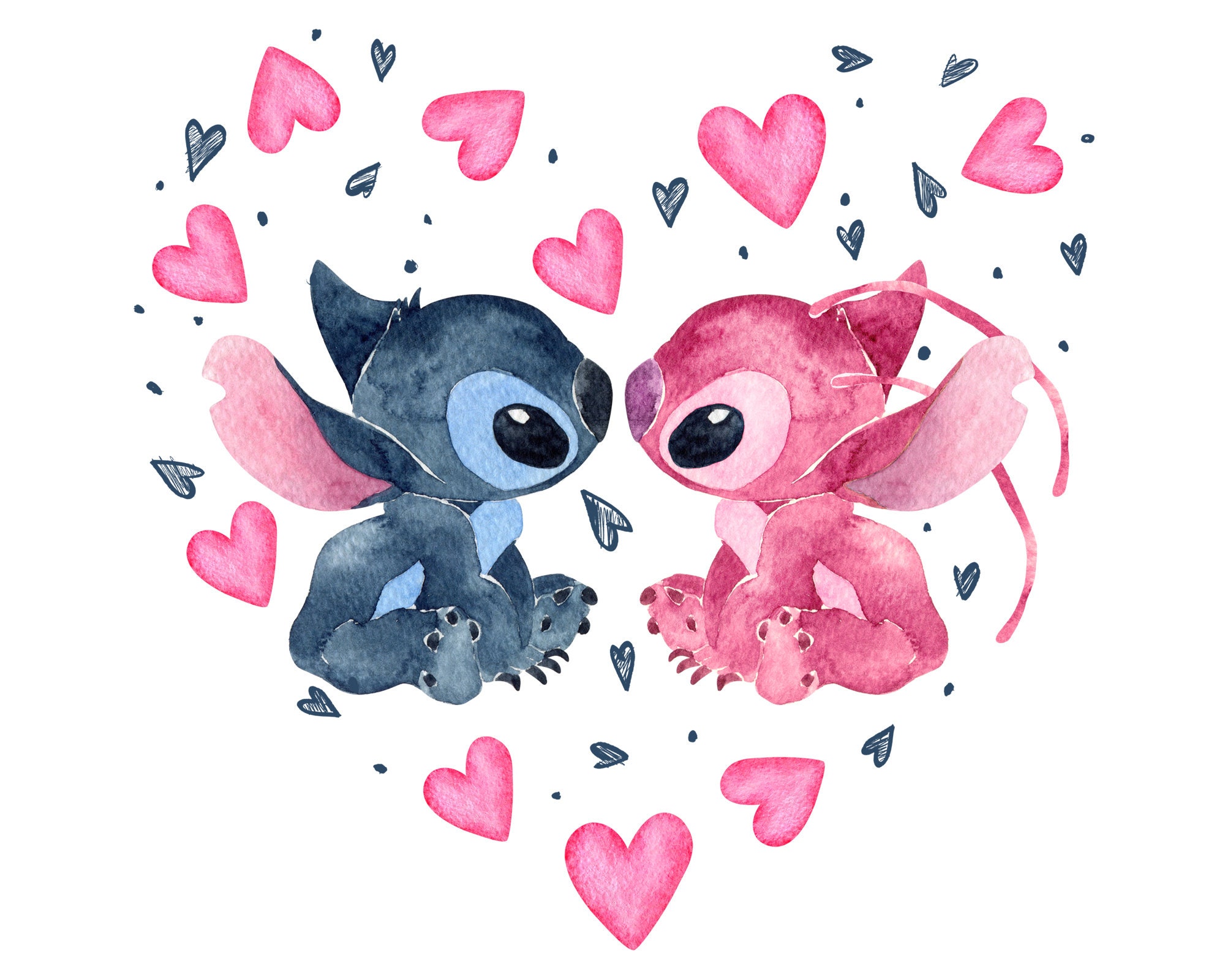 lllᐅ Stitch Angel Pink Blue Heart SVG - sublimation Cricut