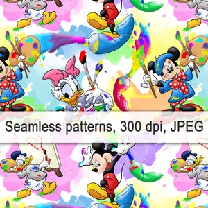 芸術祭、マウスヘッド、レインボー、マジックキングダム、デジタルペーパー、デザイン、印刷可能、昇華、ホリデー、シャツ、デザイン、シームレスパターン