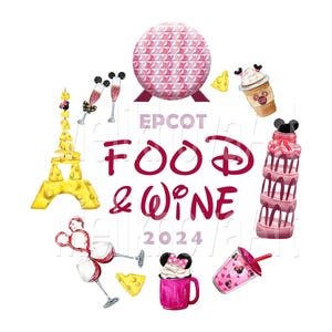 Epcot food and wine, Festival, Mouse head, Magic kingdom, Watercolor, Printable, Shirt, Digital, Sublimation transfer, PNG, Clipart