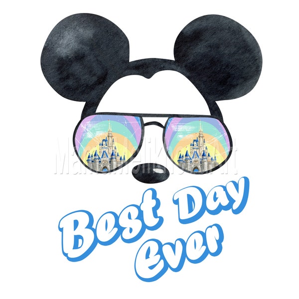 Best day ever, Magic kingdom, Glasses, Mouse, Retro, Vintage, Printable, Shirt, Digital, Sublimation transfer, PNG, Clipart, Print