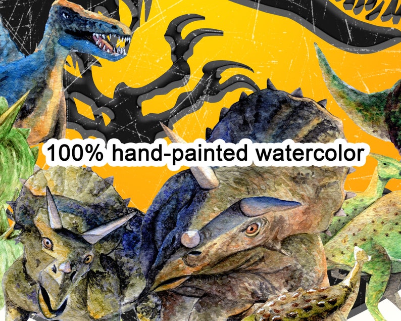 Jurassic world, Park, Dinosaur, Digital, Watercolor, Printable, Shirt, Sublimation transfer, Print, Clipart, PNG, Design image 3