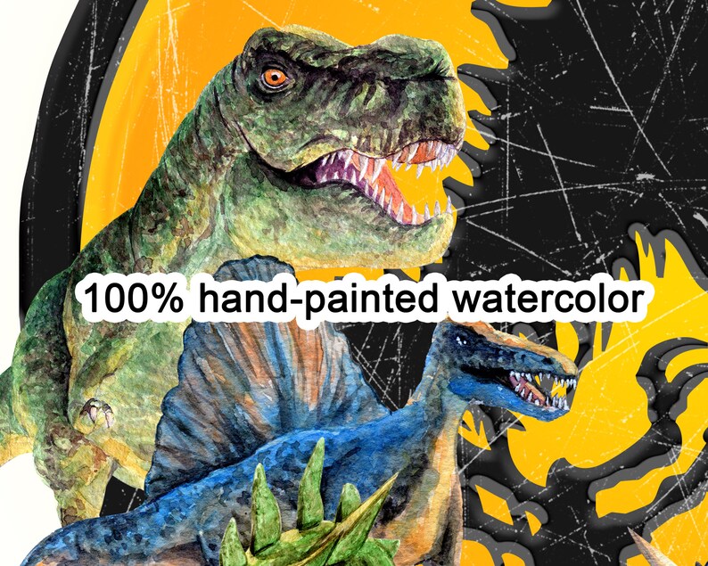 Jurassic world, Park, Dinosaur, Digital, Watercolor, Printable, Shirt, Sublimation transfer, Print, Clipart, PNG, Design image 4